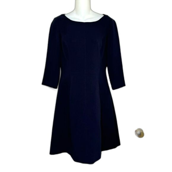 VINCE CAMUTO NAVY BLUE KNIT DRESS BACK ZIPPER SIZE 8 WITH POCKETS - Picture 1 of 11